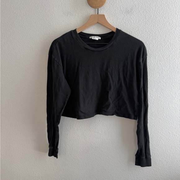 Reformation Black Long Sleeve Crop Tee *Holes* - Picture 1 of 9